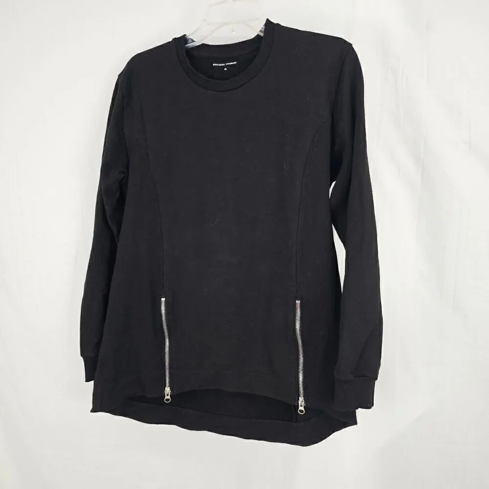 Universal Standard Black Pullover Sweatshirt Zip At The Hips Women's Size XS